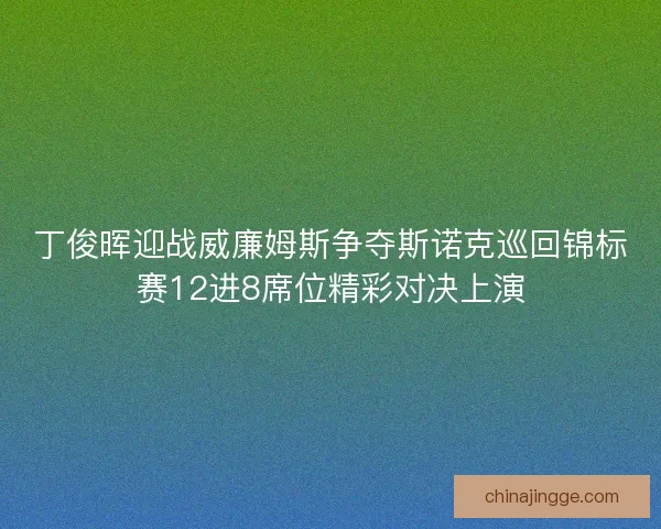 丁俊晖迎战威廉姆斯争夺斯诺克巡回锦标赛12进8席位精彩对决上演