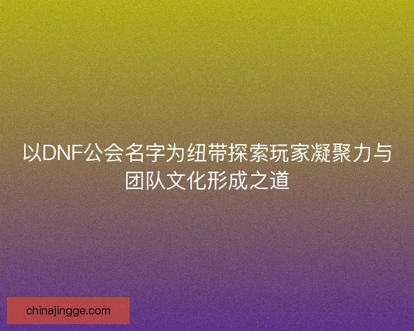 以DNF公会名字为纽带探索玩家凝聚力与团队文化形成之道